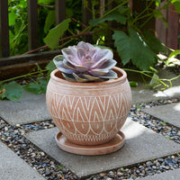 Small Rangoli Terracotta Belly Pot Saucer