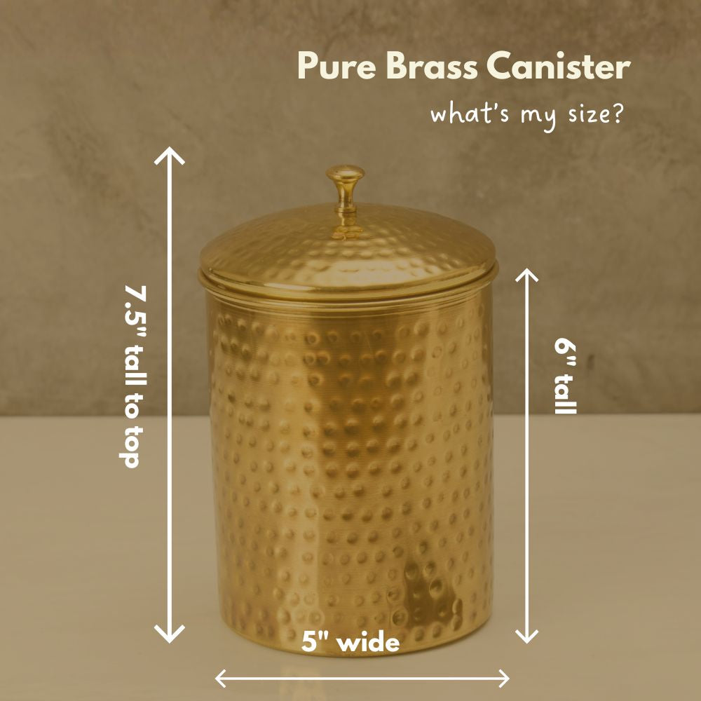 Gold Brass Canister for Coffee Tea Sugar Flour, Small Food Storage Container, Kitchen Countertop Decor, Kitchen Storage, Hand Hammered