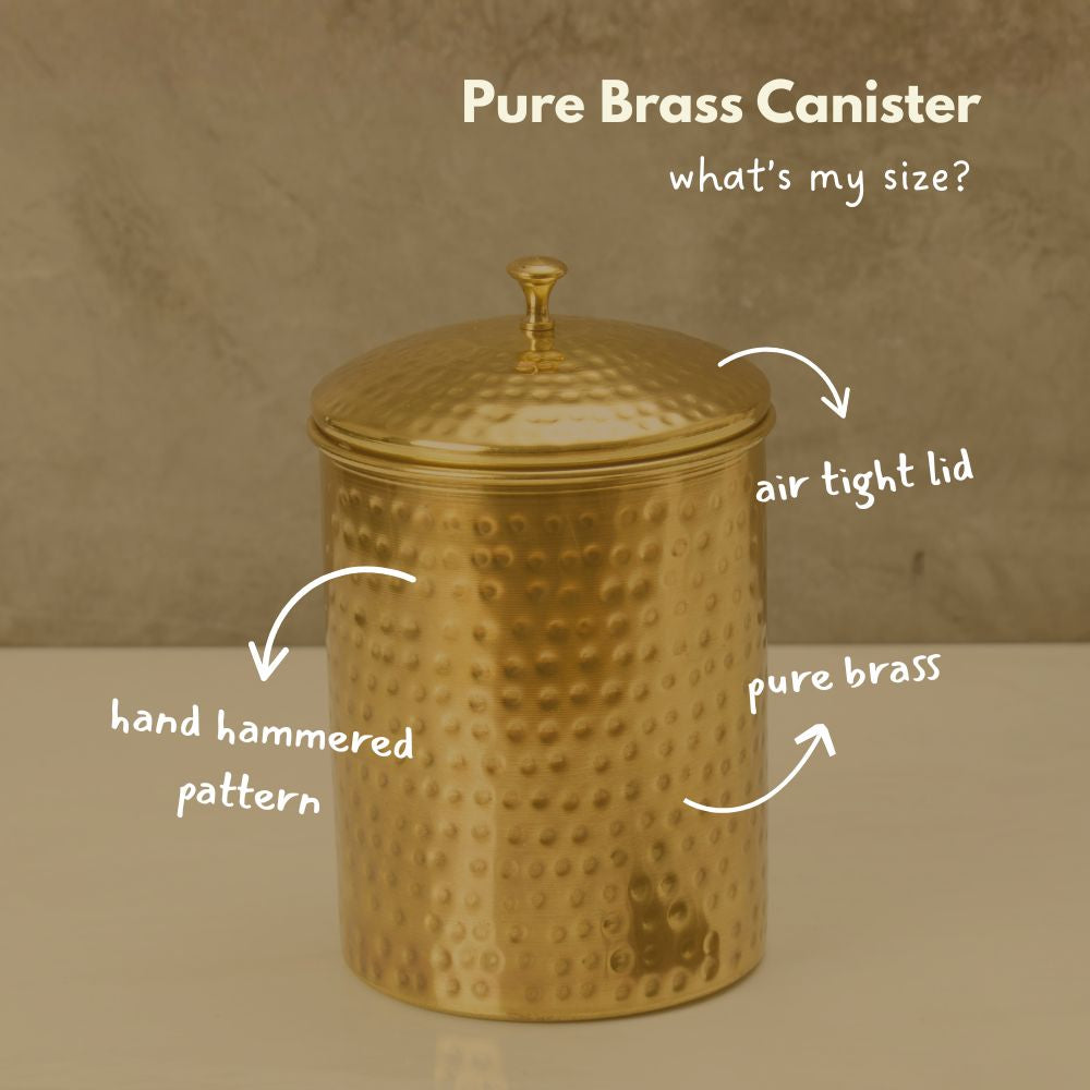 Gold Brass Canister for Coffee Tea Sugar Flour, Small Food Storage Container, Kitchen Countertop Decor, Kitchen Storage, Hand Hammered