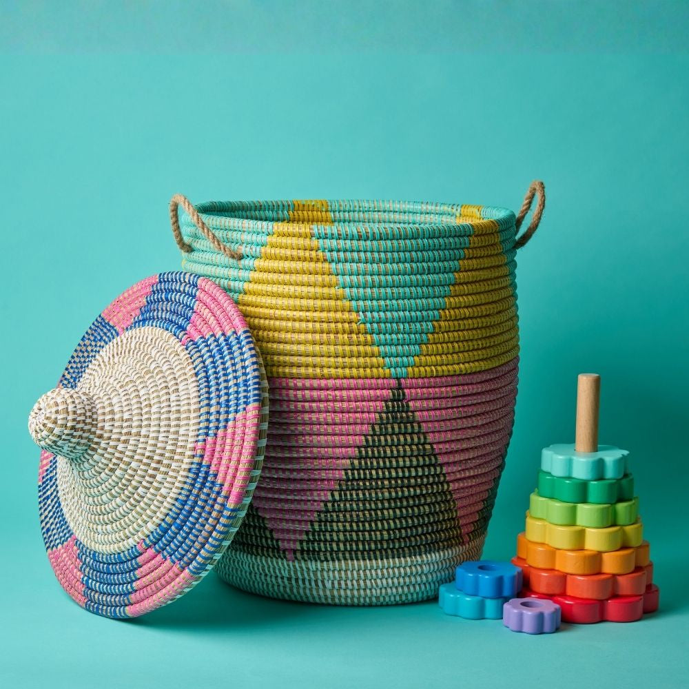 Colorful Triangles Wicker Storage Baskets