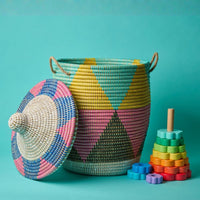 Colorful Triangles Wicker Storage Baskets