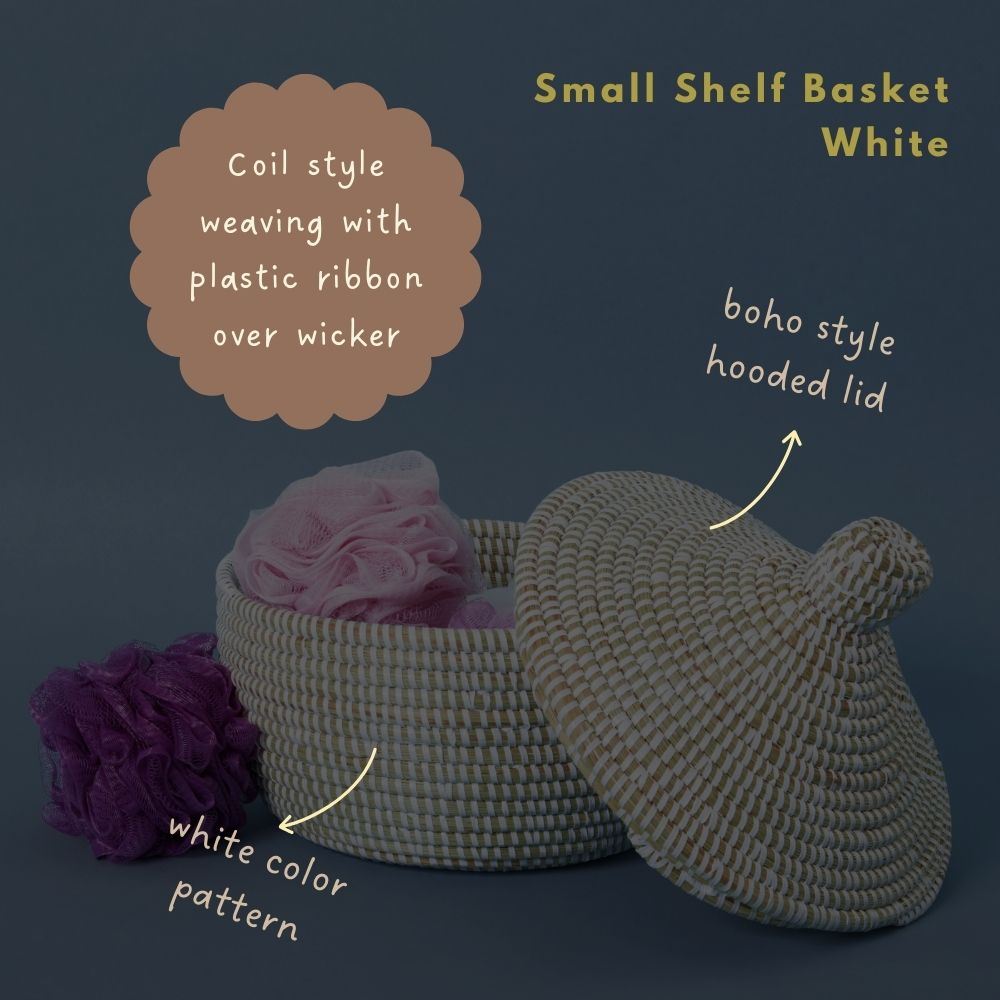 Small Decorative Shelf Basket with Lid, 10-12" Wide