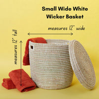 Shelf Basket, Organizing, Home Decor, Wicker Basket, Small Storage for Towels, Toilet Paper, and Toiletries, Woven, 12" wide