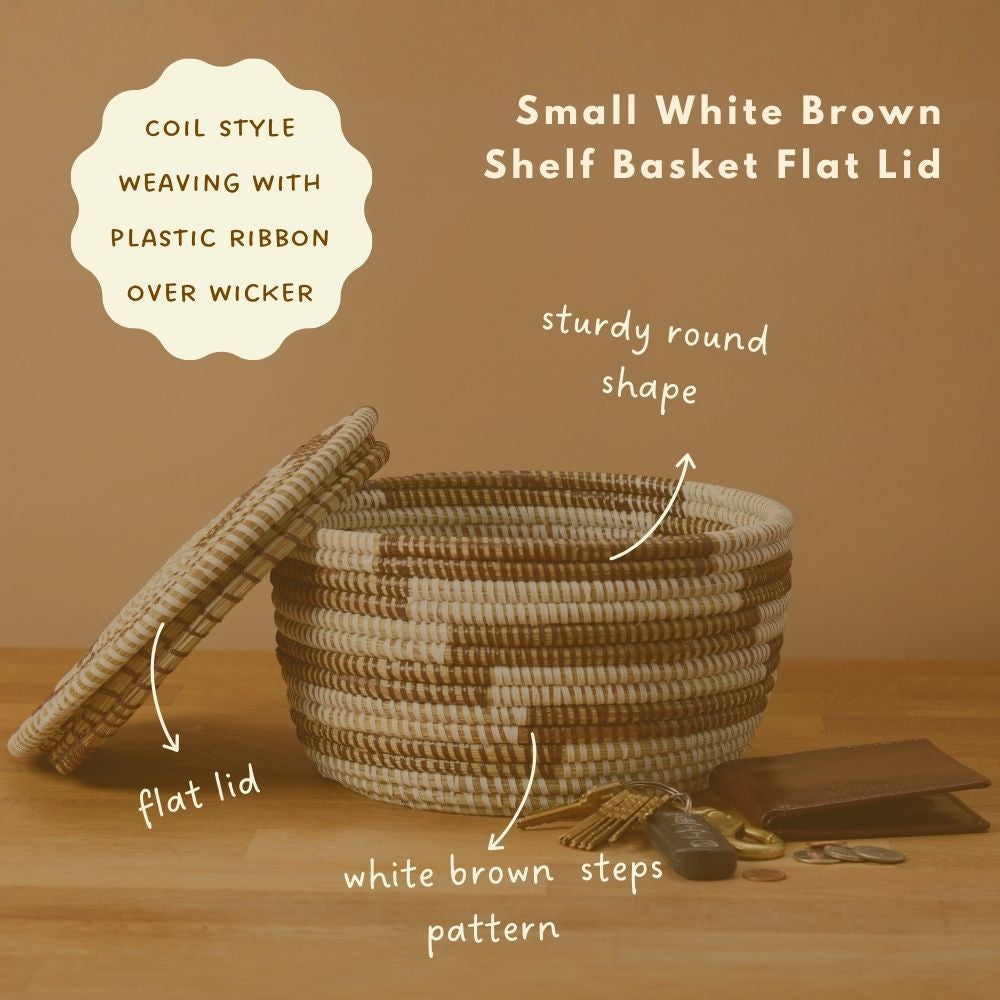 Small Decorative Shelf Basket with Lid, 10-12" Wide