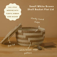 Small Decorative Shelf Basket with Lid, 10-12" Wide