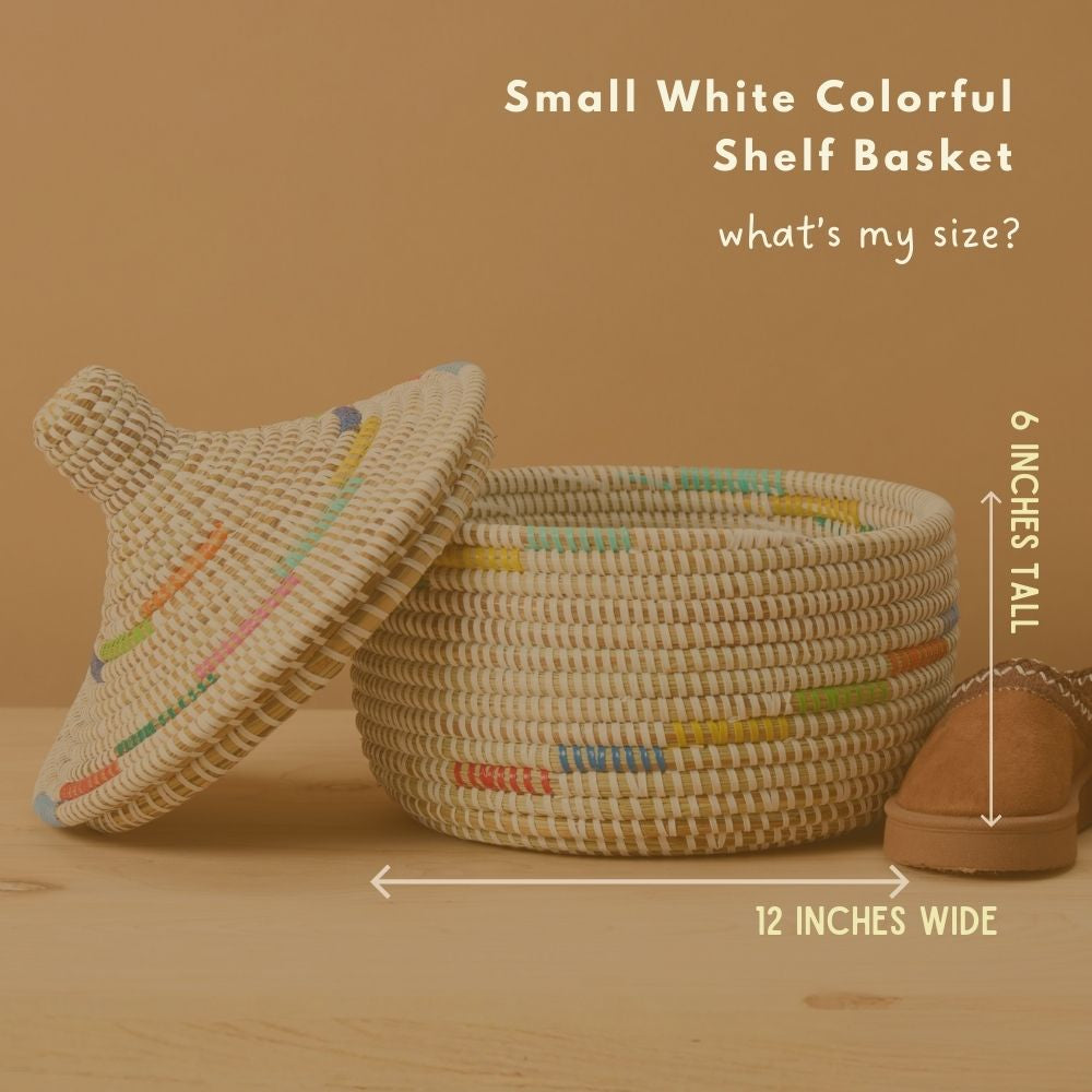 Small Decorative Shelf Basket with Lid, 10-12" Wide