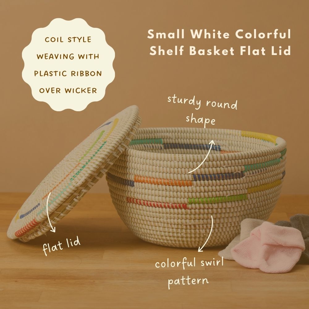 Small Decorative Shelf Basket with Lid, 10-12" Wide