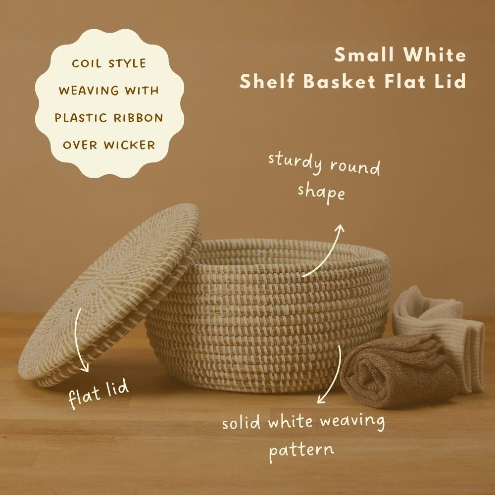 Small Decorative Shelf Basket with Lid, 10-12" Wide