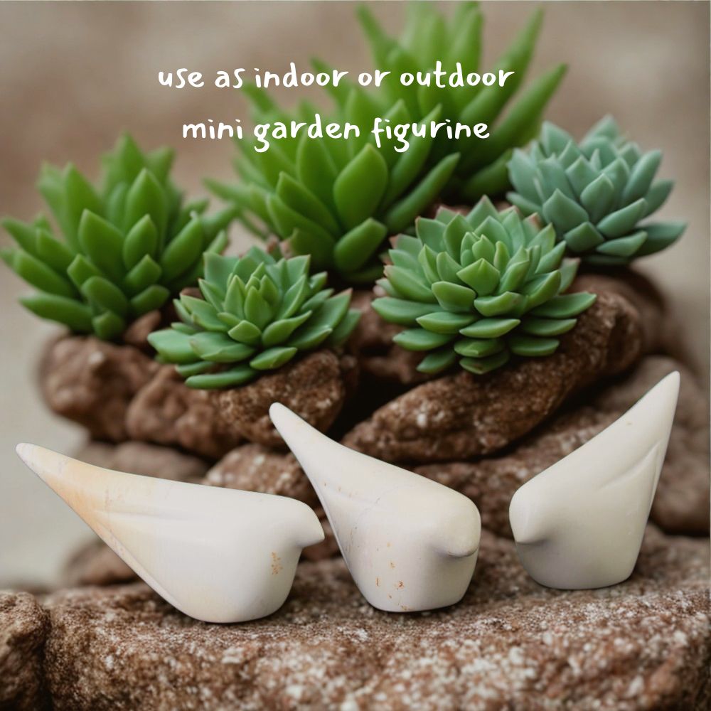 Mini Bird Stone Figurines for Decor