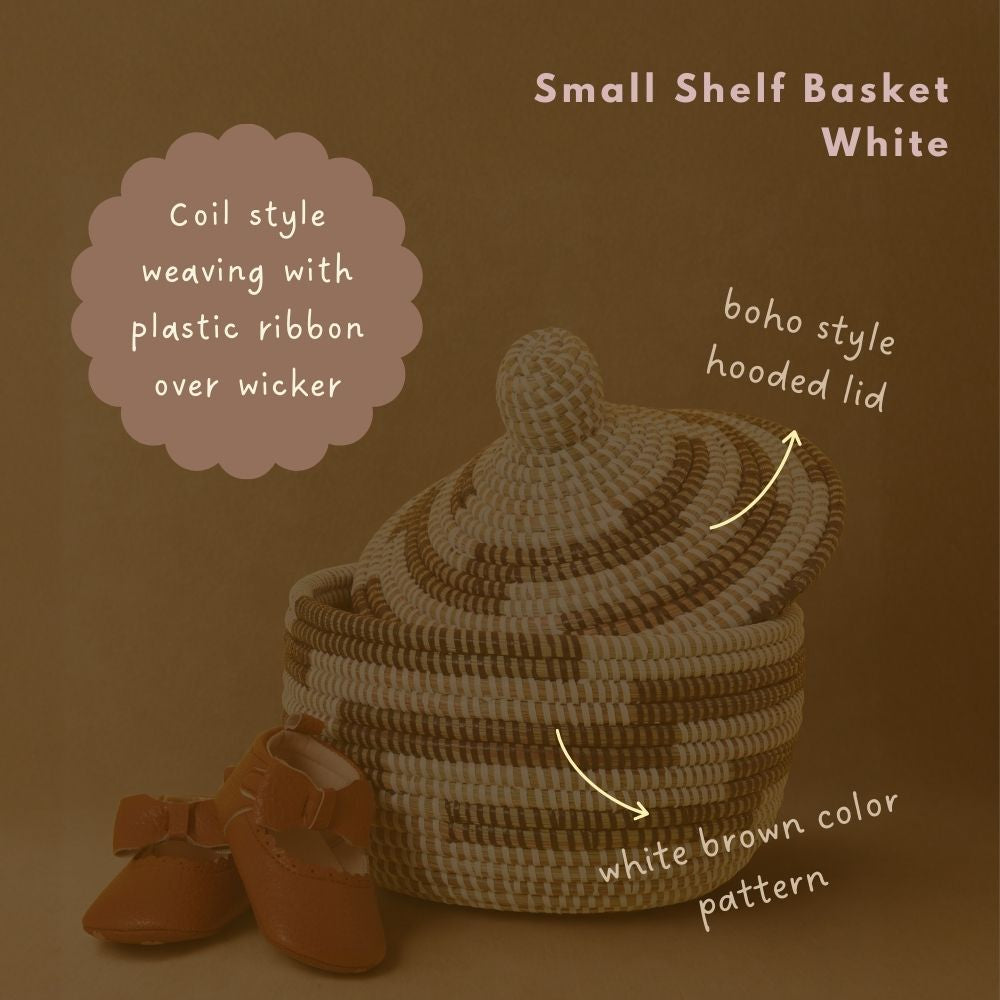 Small Decorative Shelf Basket with Lid, 10-12" Wide