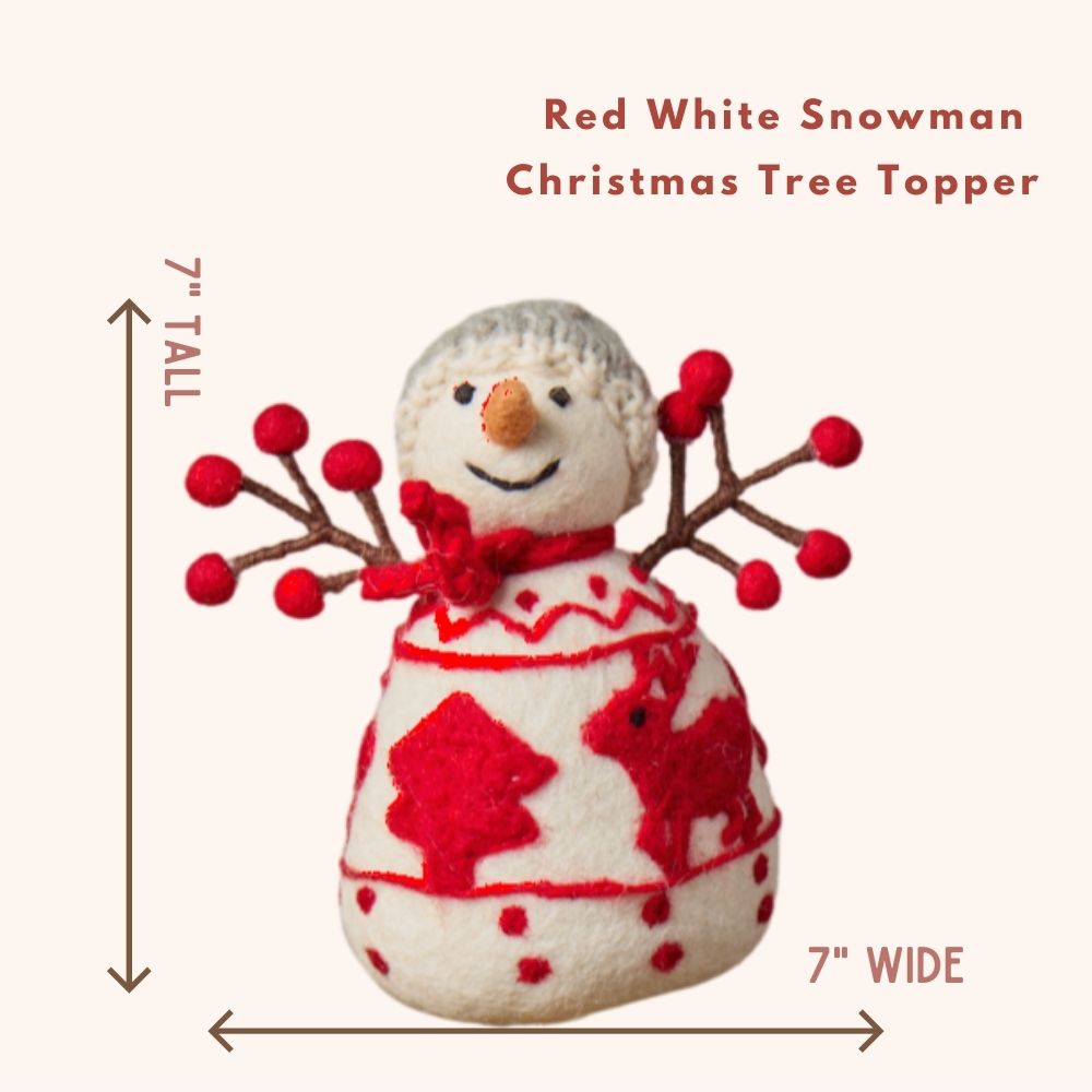Felt Snowman Christmas Tree Topper, 7" Tall