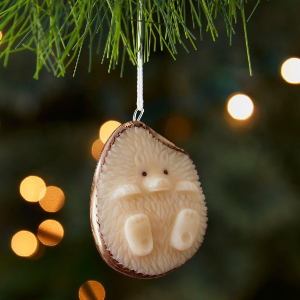 Mini Tagua Ivory Hedgehog Ornament