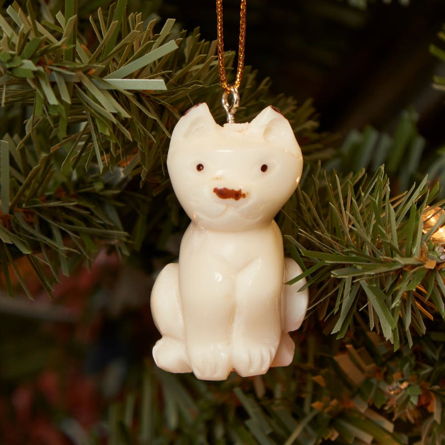 Mini Tagua Ivory Cat Ornament