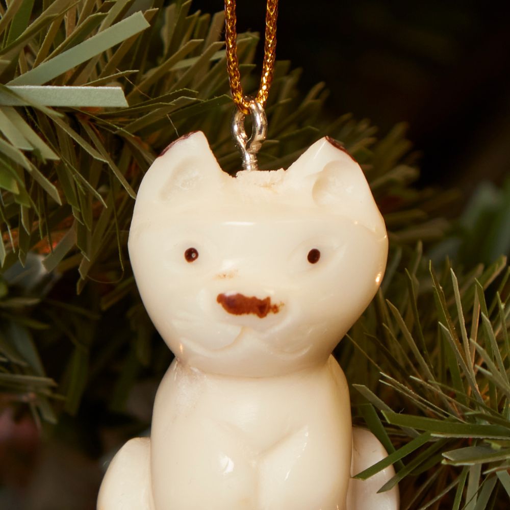 Mini Tagua Ivory Cat Ornament