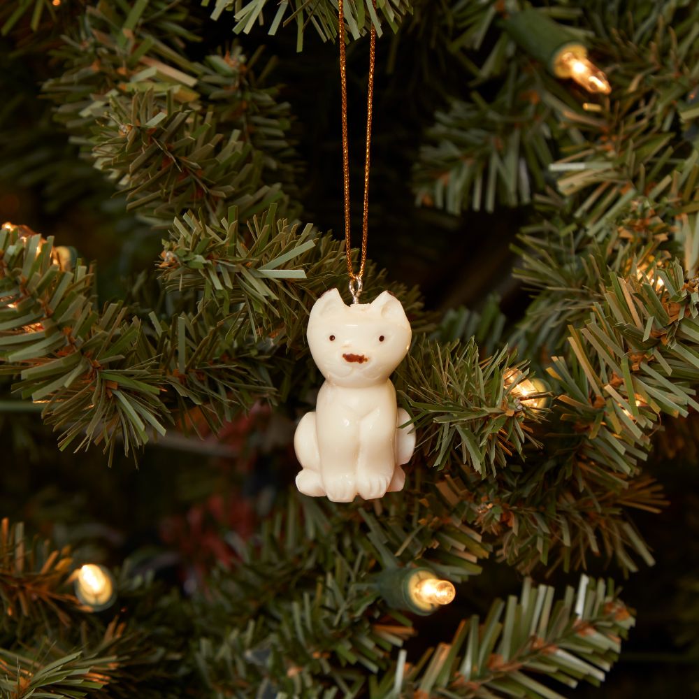 Mini Tagua Ivory Cat Ornament