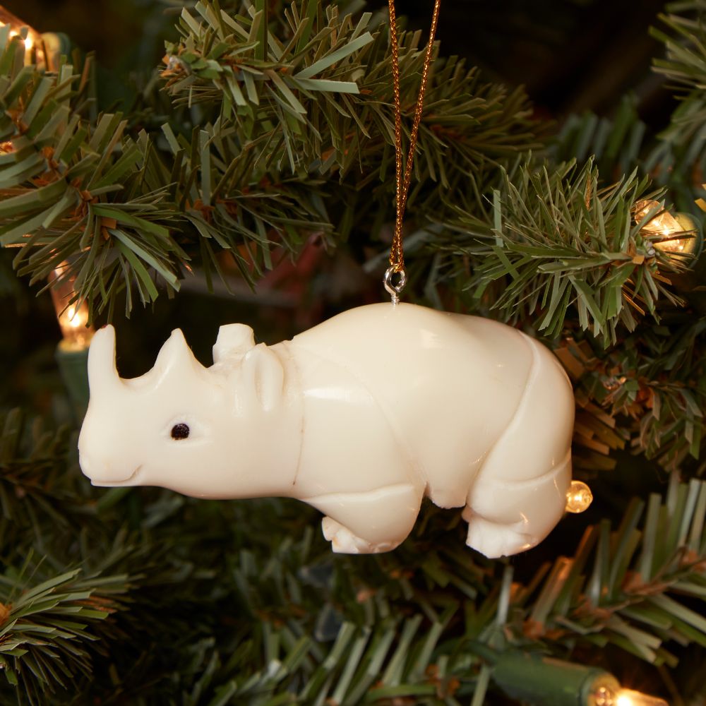 Mini Tagua Ivory Rhinoceros Ornament