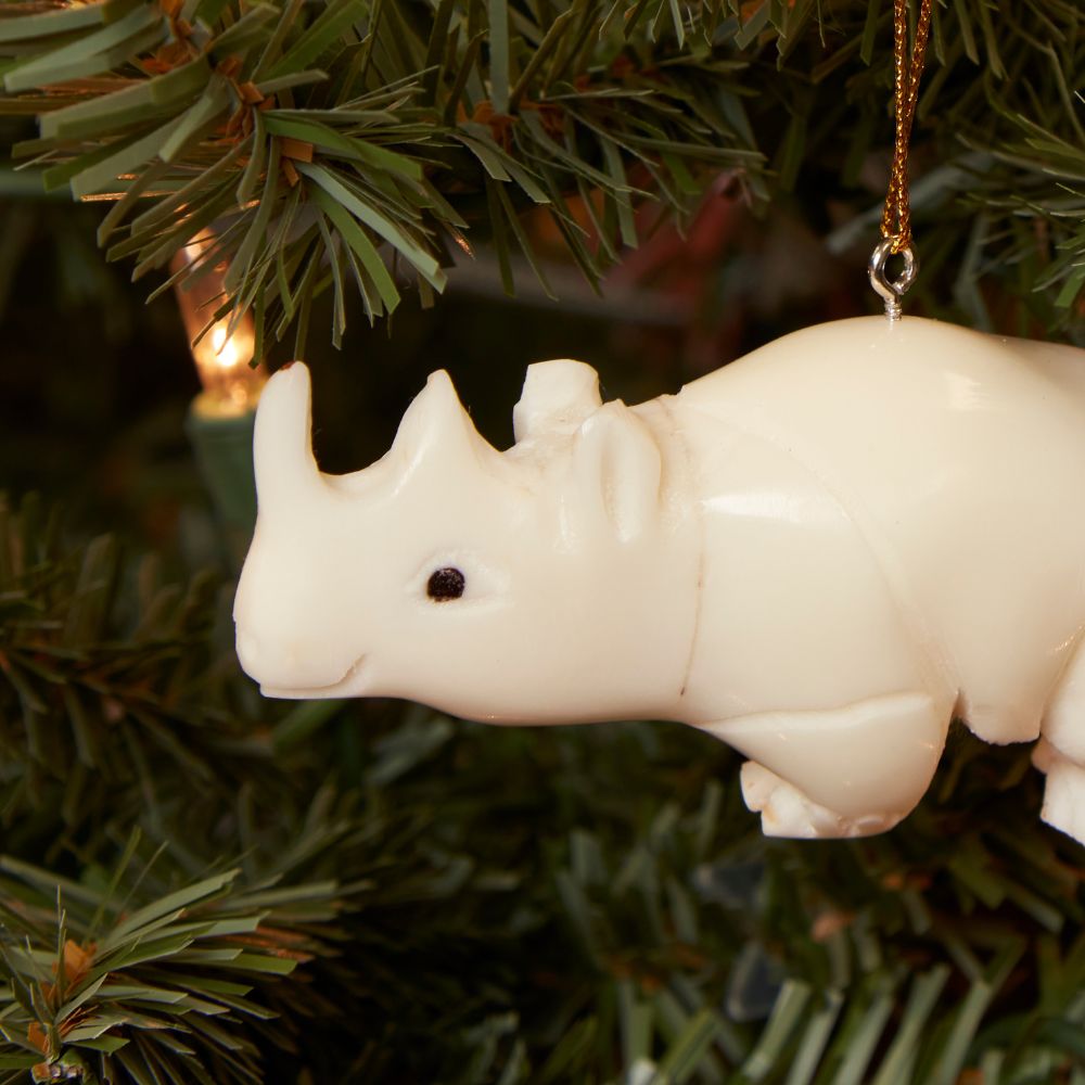 Mini Tagua Ivory Rhinoceros Ornament