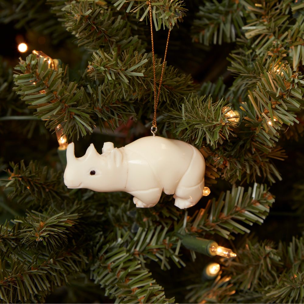 Mini Tagua Ivory Rhinoceros Ornament