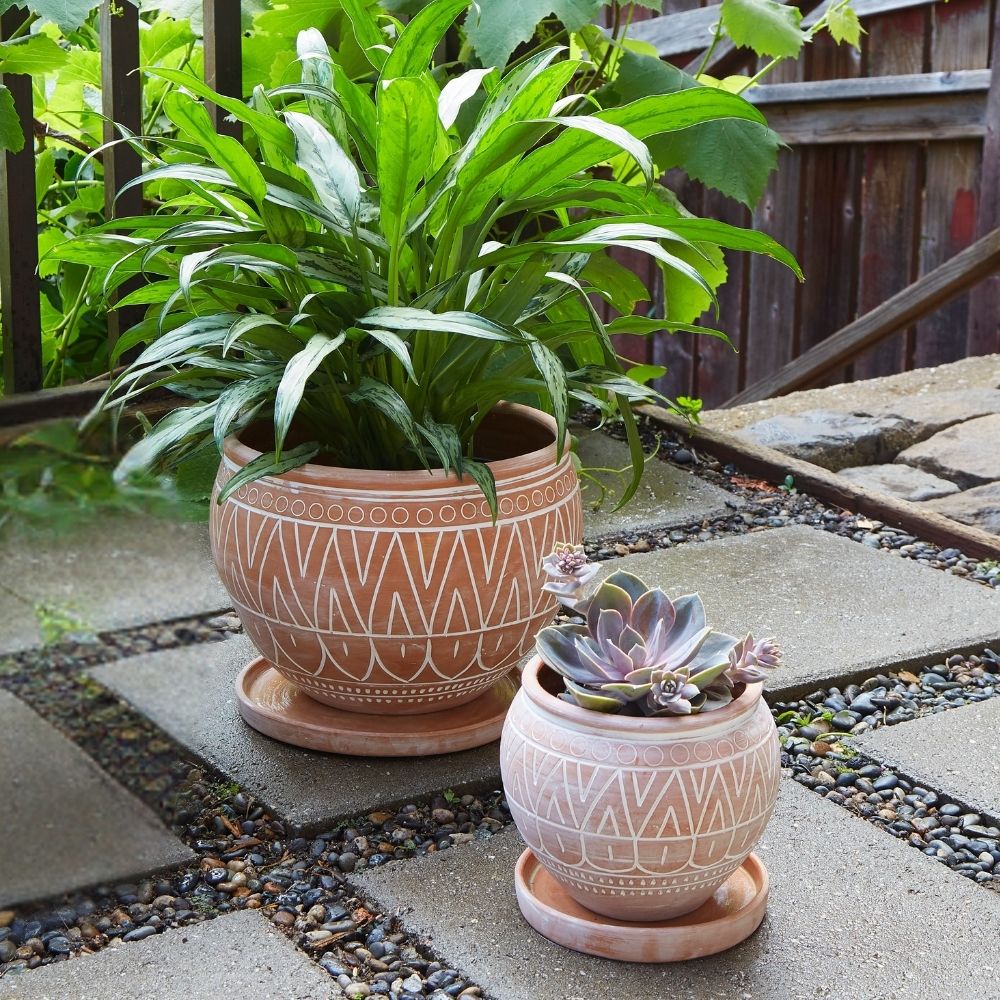 Small Rangoli Terracotta Belly Pot Saucer