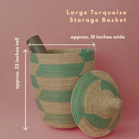 Large Decorative Wicker Storage Basket, 18" Wide, 23" Tall