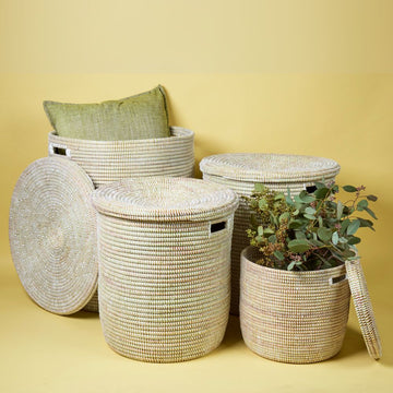Storage & Organization, Decorative Wicker Baskets for your Home, Laundry Hamper, Baby Nursery Toys Bin, Living Room Blankets Storage, Towels Holder, Wicker, Woven, Lid, Wide, White