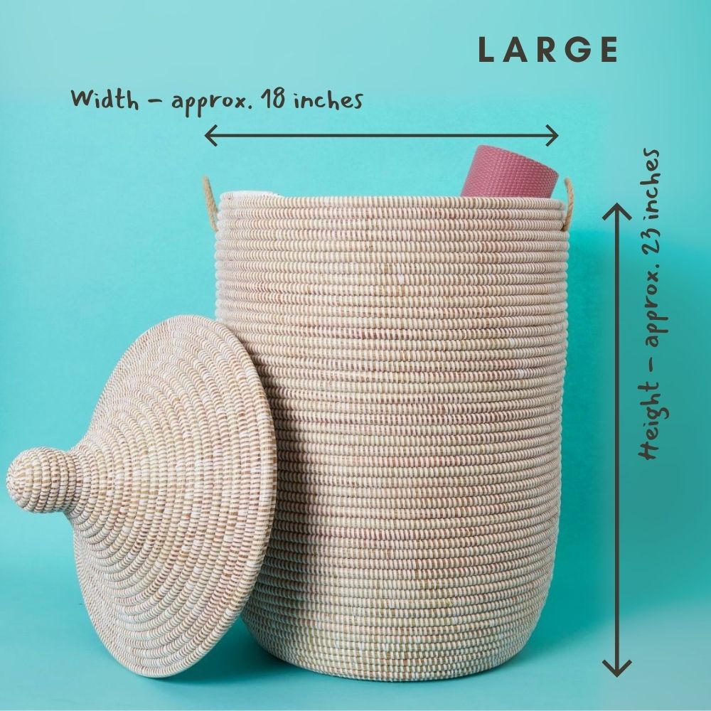Large Decorative Wicker Storage Basket, 18" Wide, 23" Tall