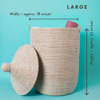 Large Decorative Wicker Storage Basket, 18" Wide, 23" Tall