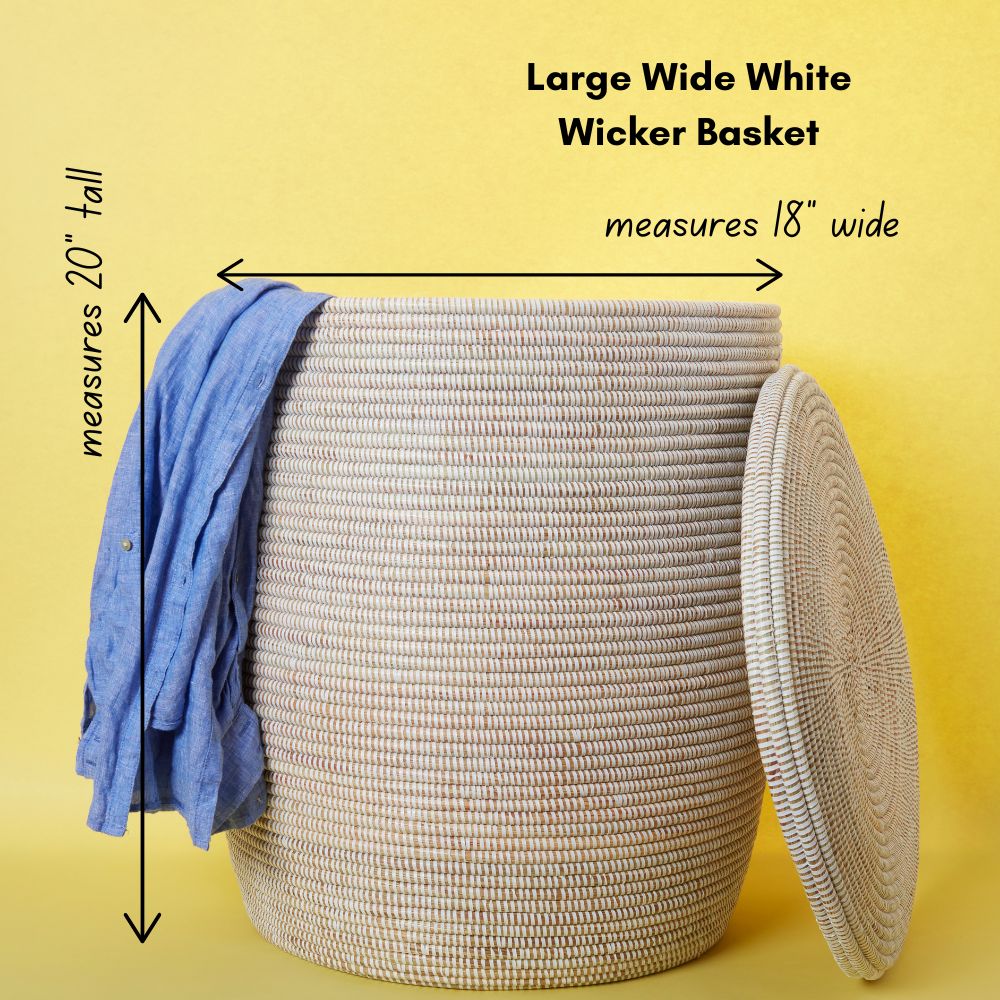 White Wicker Baskets with Flat Lids