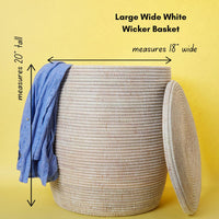 White Wicker Baskets with Flat Lids