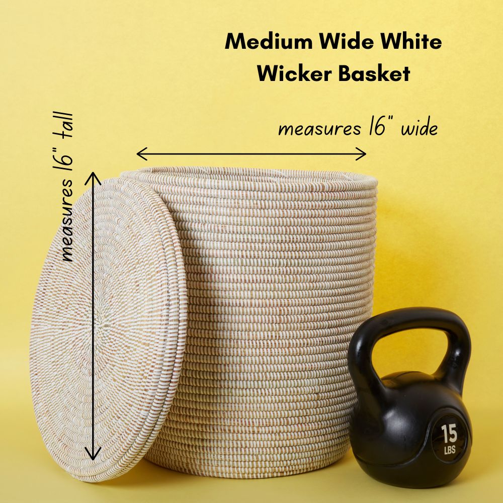 White Wicker Baskets with Flat Lids