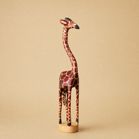 Wooden Standing Giraffe Painted Sculptures for Office