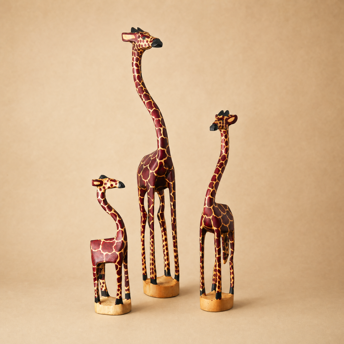 Wooden Standing Giraffe Painted Sculptures for Office