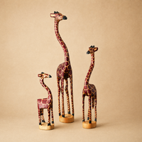 Wooden Standing Giraffe Painted Sculptures for Office
