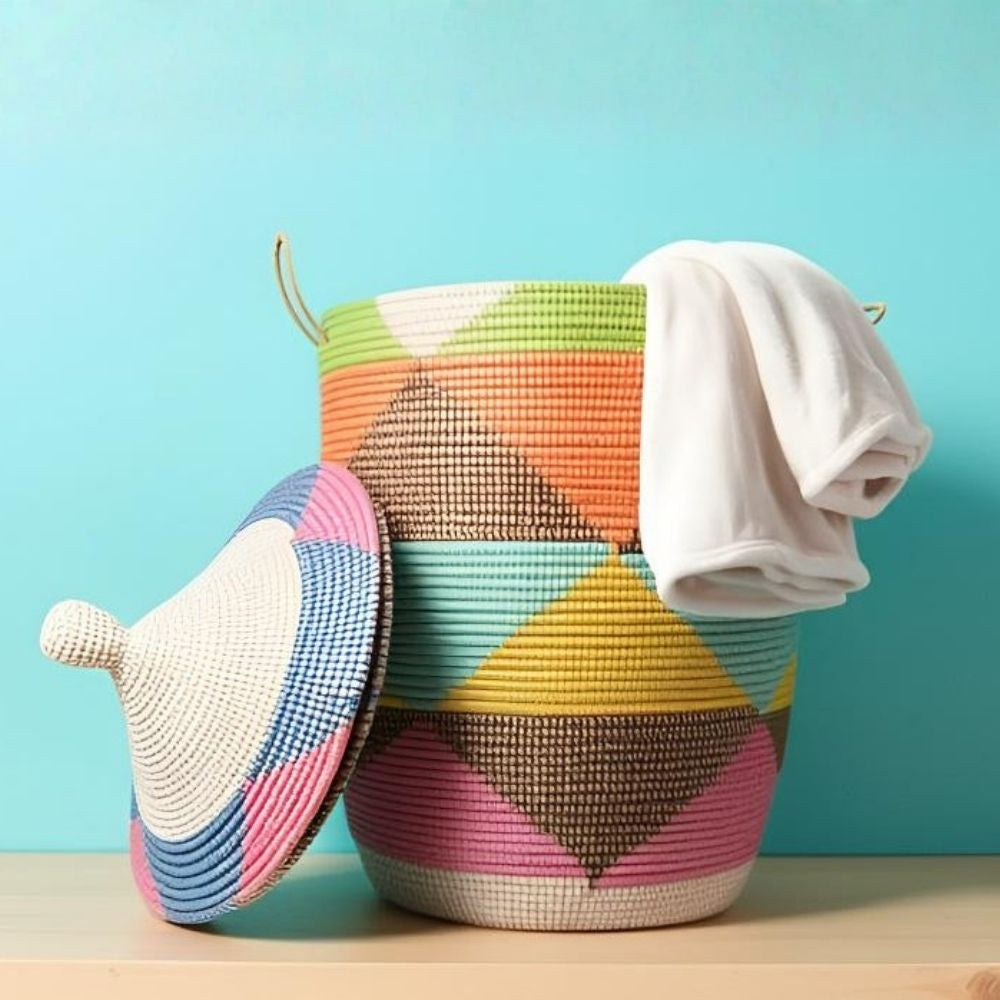 Colorful Triangles Wicker Storage Baskets