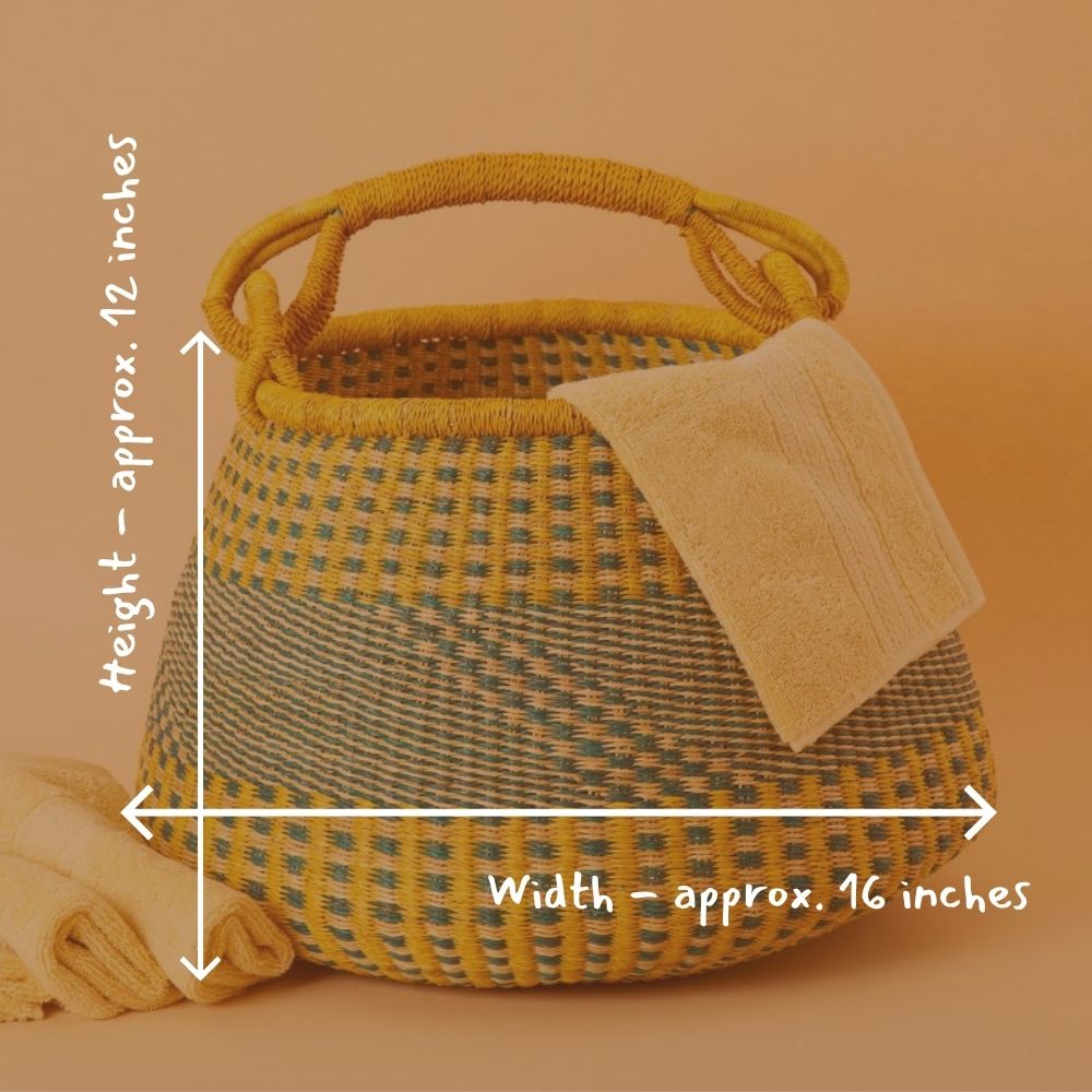 Boho Pot Shape Picnic Basket, Home & Kitchen Decor, Wicker Basket, Living Room Basket, Harvesting, Foraging, Gathering, Fruit Storage, Woven, 16" Wide