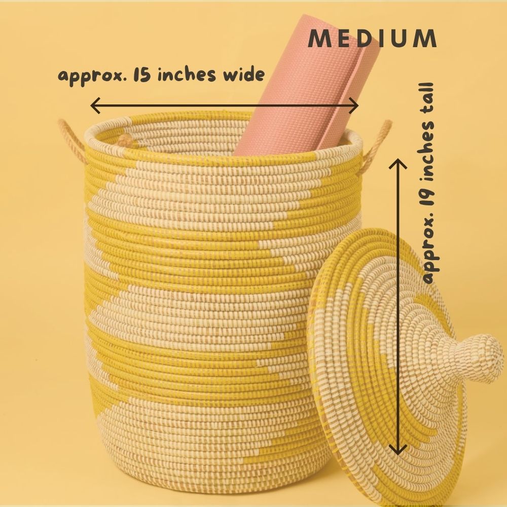 Yellow White Decorative Wicker Baskets