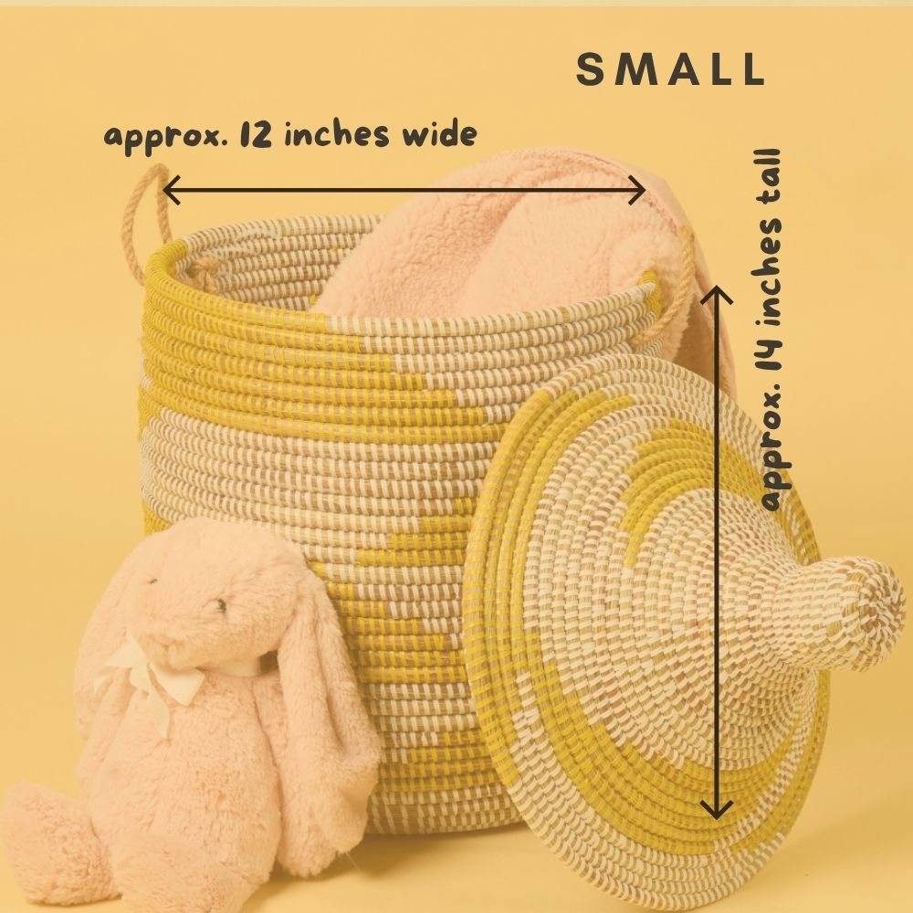 Small Decorative Wicker Basket with Hood Lid, 12" Wide, 14" Tall