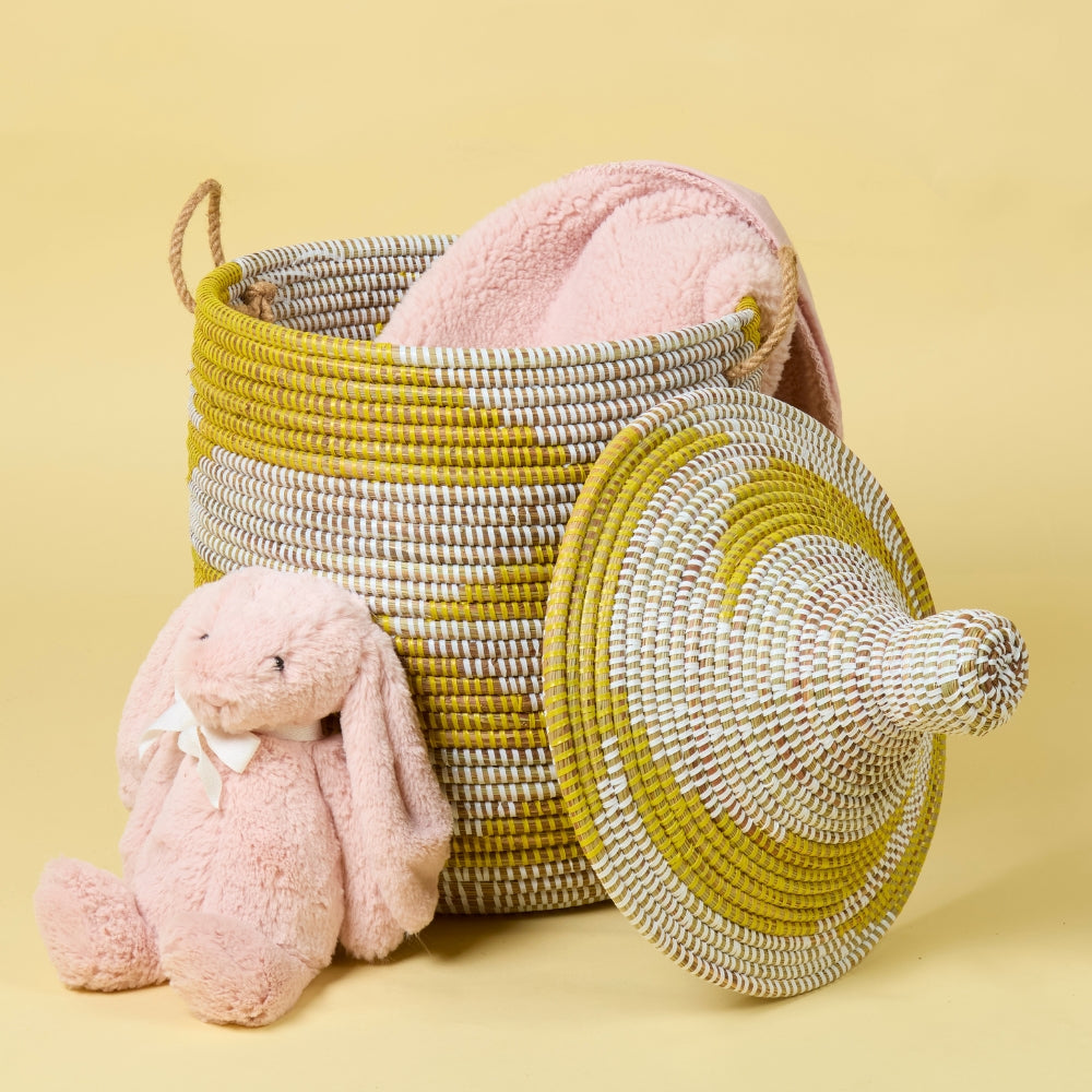 Yellow White Decorative Wicker Baskets