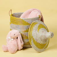 Yellow White Decorative Wicker Baskets