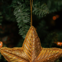 Gold Zardozi Star Embroidery Ornament