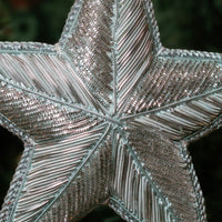 Silver Zardozi Star Embroidery Ornament