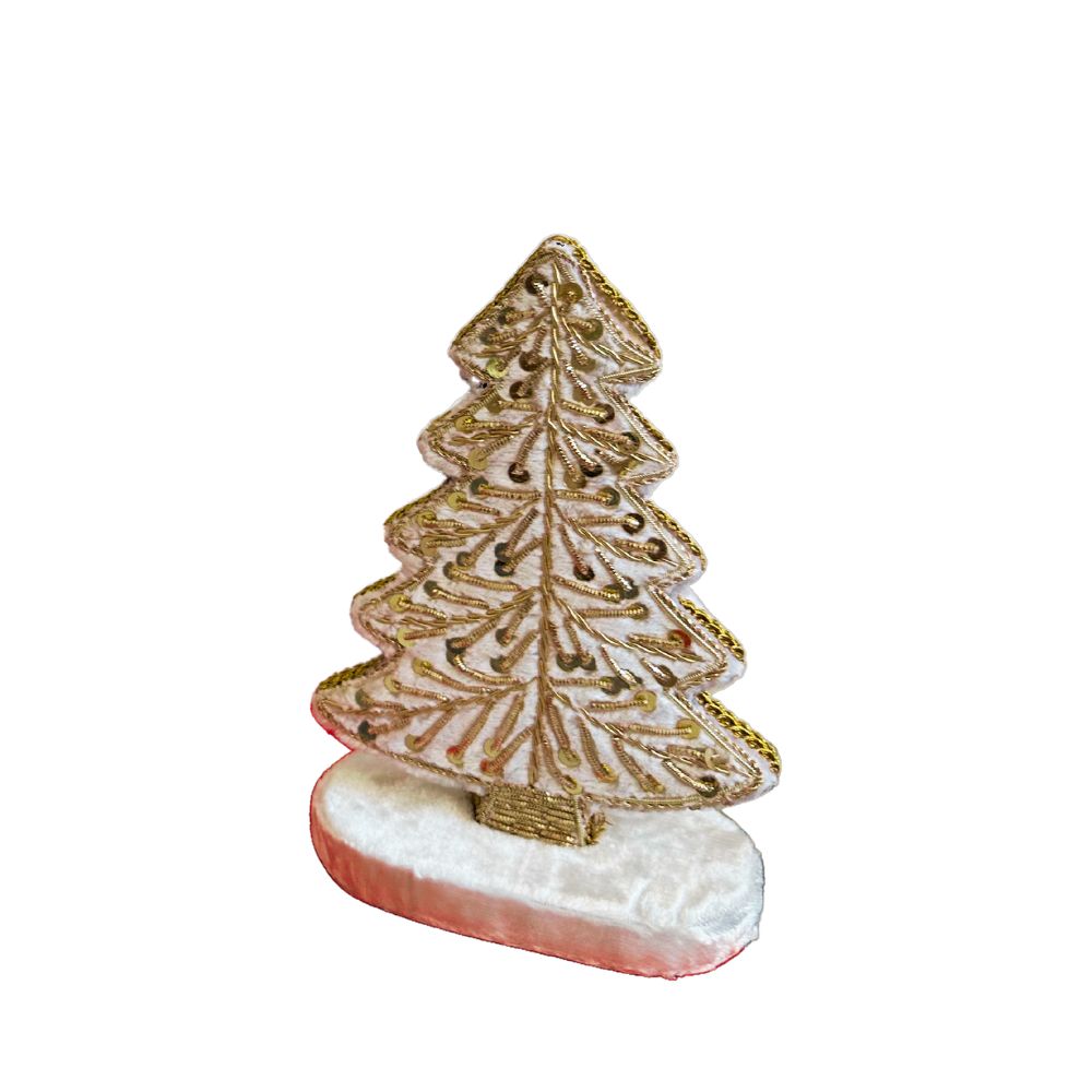 White Zardozi Christmas Tree Set