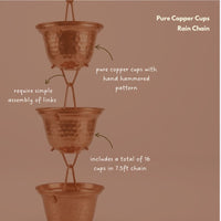 Pure Copper Cups Rain Chain for Gutters