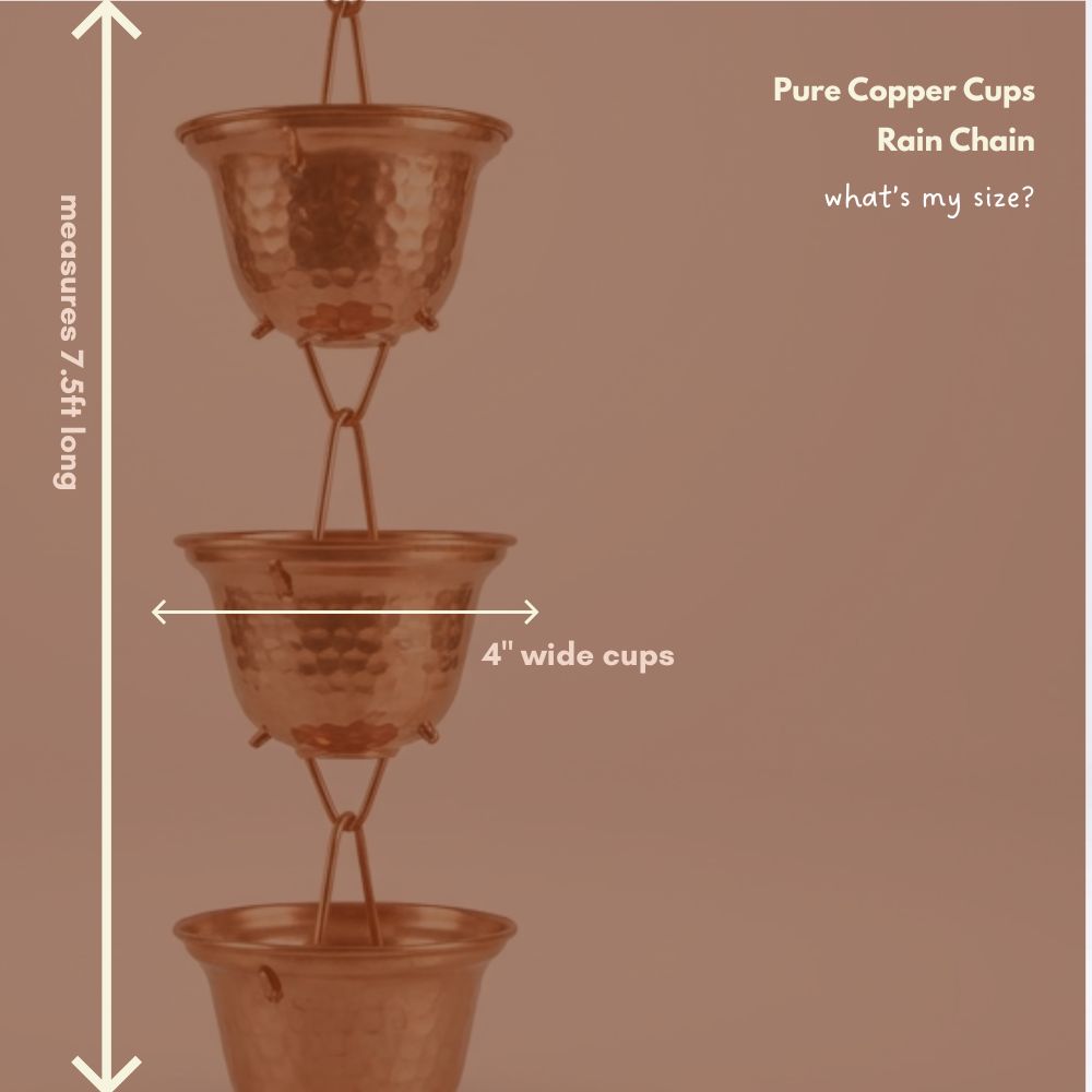 Pure Copper Cups Rain Chain for Gutters