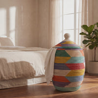 Large Decorative Wicker Storage Basket, 18" Wide, 23" Tall