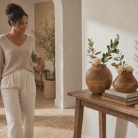 Wooden Pot Vases for Entry and Living