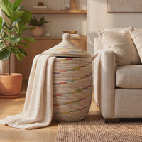 Large Decorative Wicker Storage Basket, 18" Wide, 23" Tall