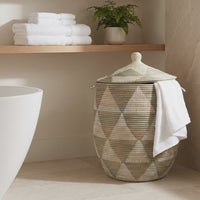 Large Decorative Wicker Storage Basket, 18" Wide, 23" Tall