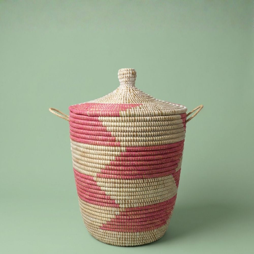 Small Decorative Wicker Basket with Hood Lid, 12" Wide, 14" Tall