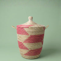 Small Decorative Wicker Basket with Hood Lid, 12" Wide, 14" Tall
